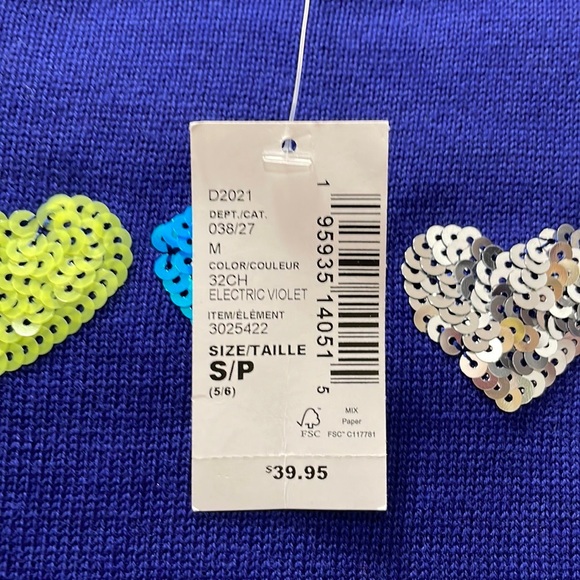 PLACE by The Children’s Place Heart Sequins Thin Sweater Small (5/6) Multicolor - Picture 5 of 12